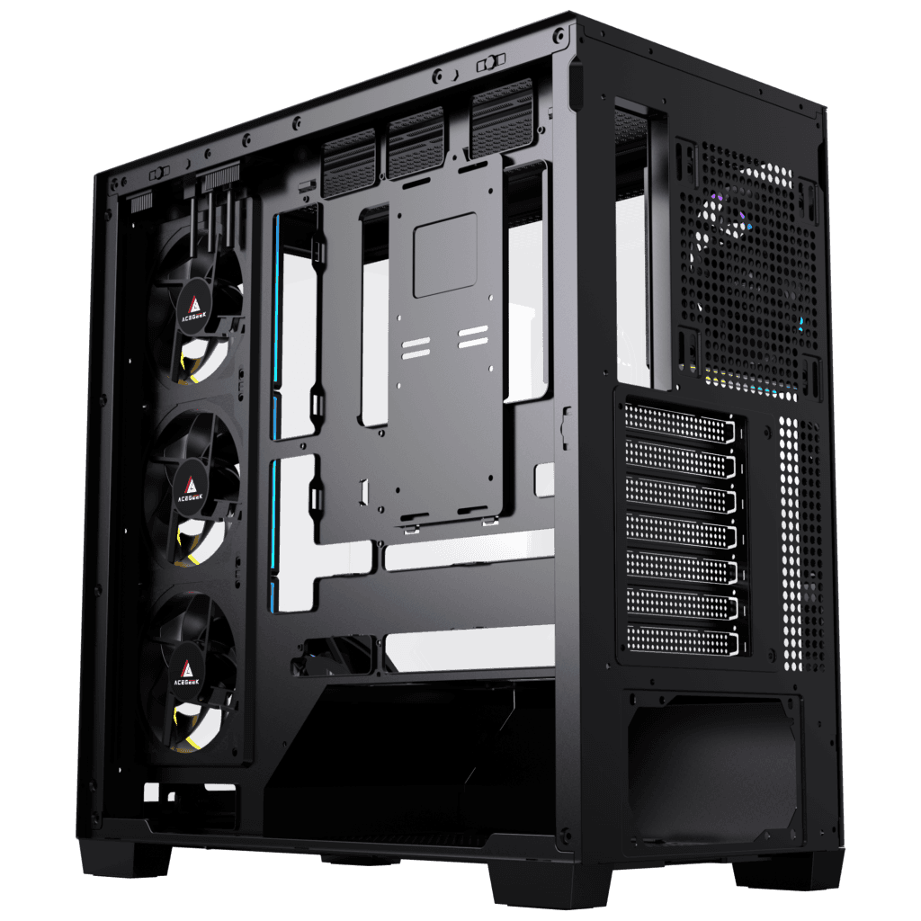Acegeek Nebula Black ATX Gaming Case, 5x RGB Pre-built Fans, Motherboard upto ATX, Radiator Upto 360mm, Tempered Glass, Black | AG-NEBULA-PRO-BK thumbnail 7