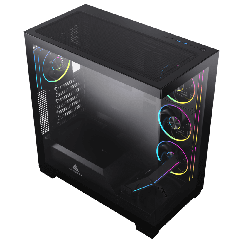 AceGeek Nebula Pro Black Panoramic Dual-Chamber ATX Case