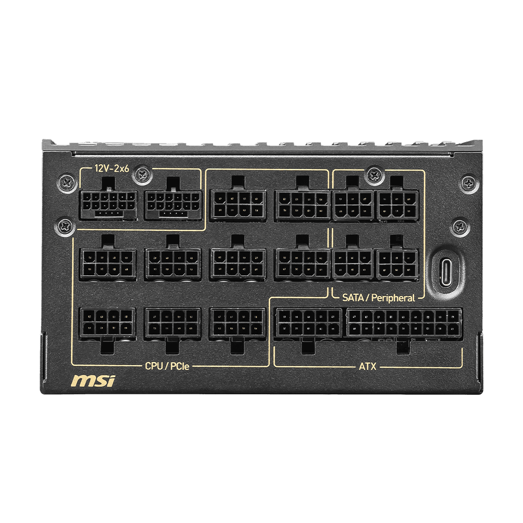 MSI - MEG Ai1600T PCIE5 80+ TITANIUM Full Modular Gaming ATX 3.1 Power Supply (PSU), Dual 12V-2x6 Cable, 5080 5090 ATX 3.1 & PCIE 5.1 Ready, Braided Cable, 1600W Power Supply| 306-7ZPEX18-CEO thumbnail 5