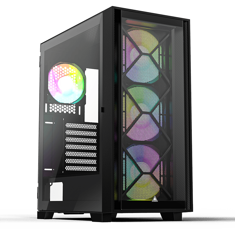 Montech AIR 1000 Premium Case, With Two Different Styled Toolless Quick Release Front Panels, All-Around Anti-Dust Design, 4x ARGB Fans Pre-installed, Easy Swivel Glass Side Panel, Ample upgrade space for High-end GPU and Motherboard | AIR 1000 Premium thumbnail 7