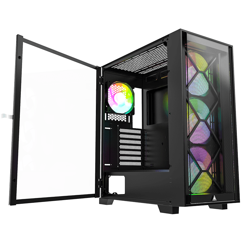 Montech AIR 1000 Premium Case, With Two Different Styled Toolless Quick Release Front Panels, All-Around Anti-Dust Design, 4x ARGB Fans Pre-installed, Easy Swivel Glass Side Panel, Ample upgrade space for High-end GPU and Motherboard | AIR 1000 Premium thumbnail 8