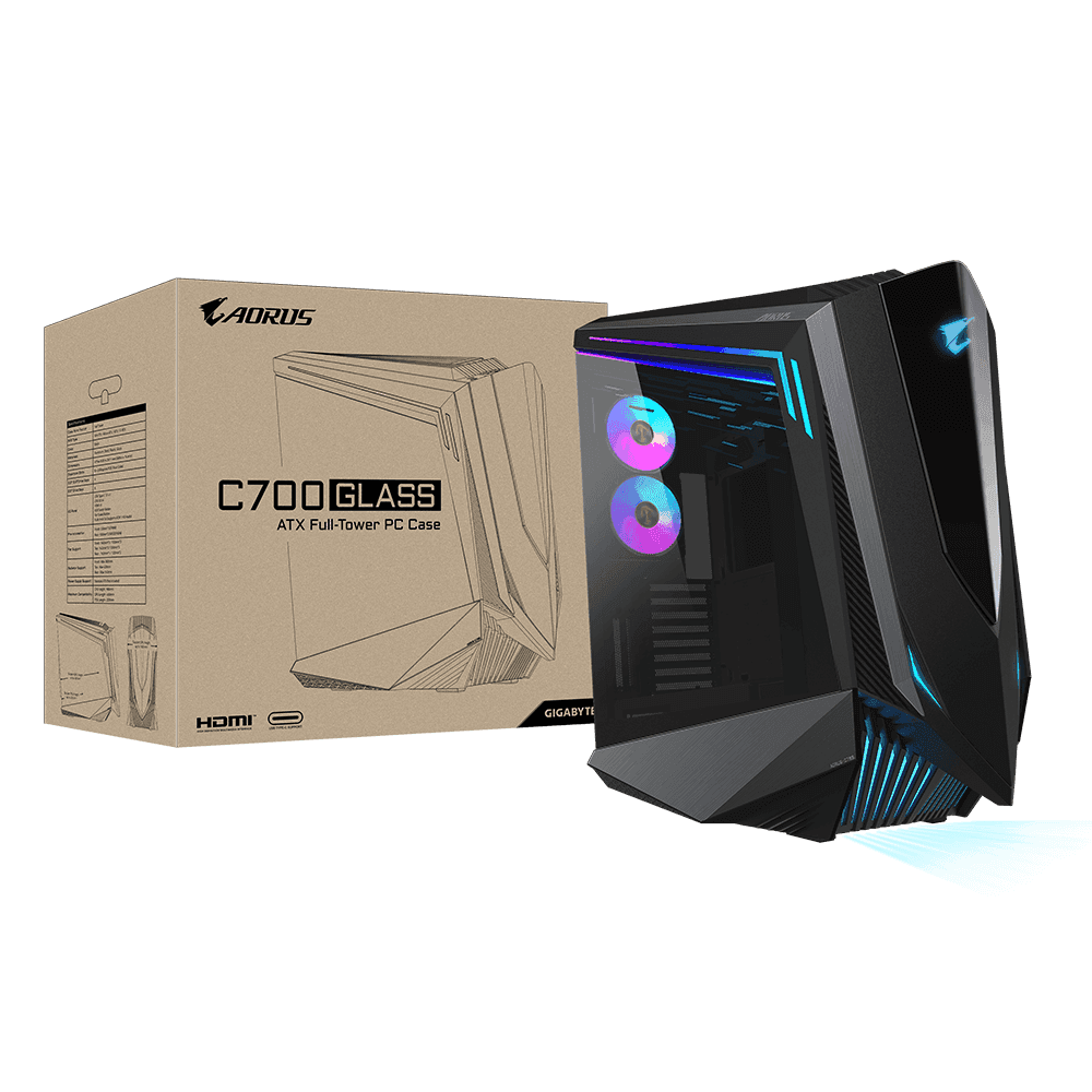 Gigabyte Gigabyte AORUS C700 GLASS Full Tower E-ATX Case, Full-Size Tempered Glass Both Side Panel, MB up to E-ATX, Up to 420mm Cooler, Black | GB-AC700G - thumbnail 3