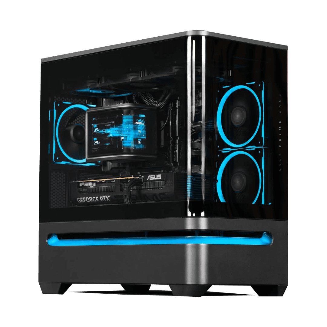 High-Performance Gaming PC: AMD Ryzen 7 9800X3D + ASUS PRIME RTX 5070 OC 12GB GDDR7, 32GB DDR5 6400MHz RGB, 1TB Samsung 990 PRO NVMe SSD, ROG Ryuo IV 2K AMOLED Curved LCD AIO, 850W Gold PSU, WiFi 6E, ASUS Prime AP202 ARGB Black thumbnail 1