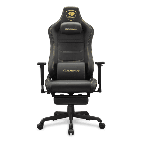 Cougar Armor EVO S Gold Gaming Chair, 3D Adjustable Armrest, Breathable PVC Leather, Lumbar Cushion, Magnetic Memory Foam Neck Pillow | 3MEVSGLB.0001 thumbnail 1