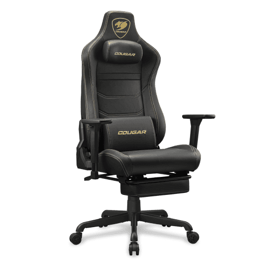 Cougar Armor EVO S Gold Gaming Chair, 3D Adjustable Armrest, Breathable PVC Leather, Lumbar Cushion, Magnetic Memory Foam Neck Pillow | 3MEVSGLB.0001 thumbnail 2