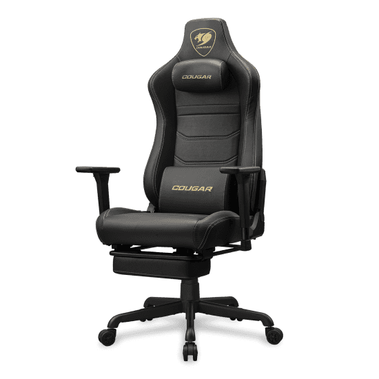 Cougar Armor EVO S Gold Gaming Chair, 3D Adjustable Armrest, Breathable PVC Leather, Lumbar Cushion, Magnetic Memory Foam Neck Pillow | 3MEVSGLB.0001 thumbnail 5