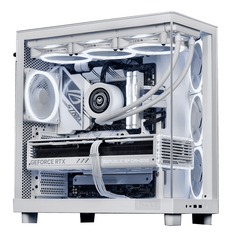 NZXT H6 RGB Gaming PC - AMD 7950X3D , RTX 4090 OC 24GB WHITE , 32GB DDR5 6400MHz RAM EXPO , 4TB NVMe SSD Renegade, AIO Cooler Kraken Elite, X670-A  Motherboard, 1000W PSU WHITE ASUS??,??Windows??11 - thumbnail 1