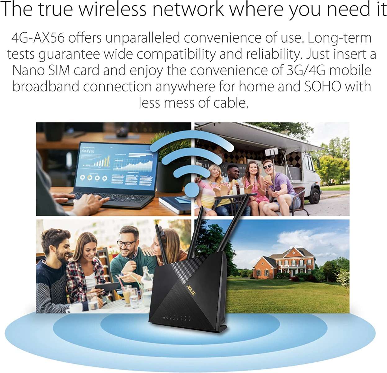 Asus ASUS 4G-Ax56 Cat.6 300Mbps Dual-Band Wifi 6 Ax1800 Lte Router - Captive Portal,Aiprotection Classic Network Security,Parental Controls - Black, 90Ig06G0-Mo3110??? - thumbnail 2