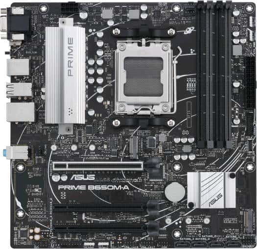 Asus ASUS PRIME B650M-A  AMD B650 Micro-ATX motherboard, DDR5, PCIe 5.0 M.2 support, Realtek 2.5Gb Ethernet, Wi-Fi 6, DisplayPort, VGA, HDMI, SATA 6 Gbps, USB 3.2 Gen 2 ports, front USB 3.2 Gen 1 Type-C, BIOS FlashBack, Aura Sync | 90MB1C10-M0EAY0 - thumbnail 1