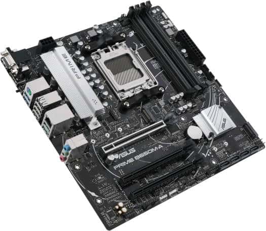 Asus ASUS PRIME B650M-A  AMD B650 Micro-ATX motherboard, DDR5, PCIe 5.0 M.2 support, Realtek 2.5Gb Ethernet, Wi-Fi 6, DisplayPort, VGA, HDMI, SATA 6 Gbps, USB 3.2 Gen 2 ports, front USB 3.2 Gen 1 Type-C, BIOS FlashBack, Aura Sync | 90MB1C10-M0EAY0 - thumbnail 3