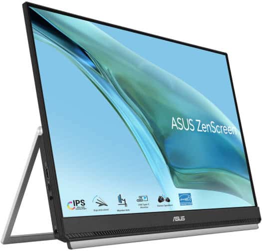 Asus ASUS ZenScreen 24” 1080P Portable USB Monitor (MB249C) - FHD, IPS, Type-C, Speaker, Multi-stand Design, Kickstand, C-clamp Arm, Partition Hook, Carrying Handle, Work From Home Monitor, 3-Year Warranty | 90LM0865-B01170 - thumbnail 1