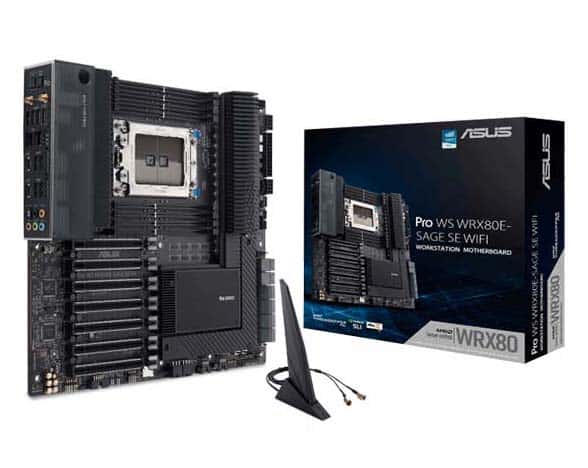 Asus ASUS Pro WS WRX80E-SAGE SE WIFI II AMD WRX80 Workstation Motherboard, Ryzen Threadripper PRO support, 7x PCIe 4.0 x16 Slots, Dual 10G LAN, WiFi 6E | 90MB1E60-M0EAY0 - thumbnail 1