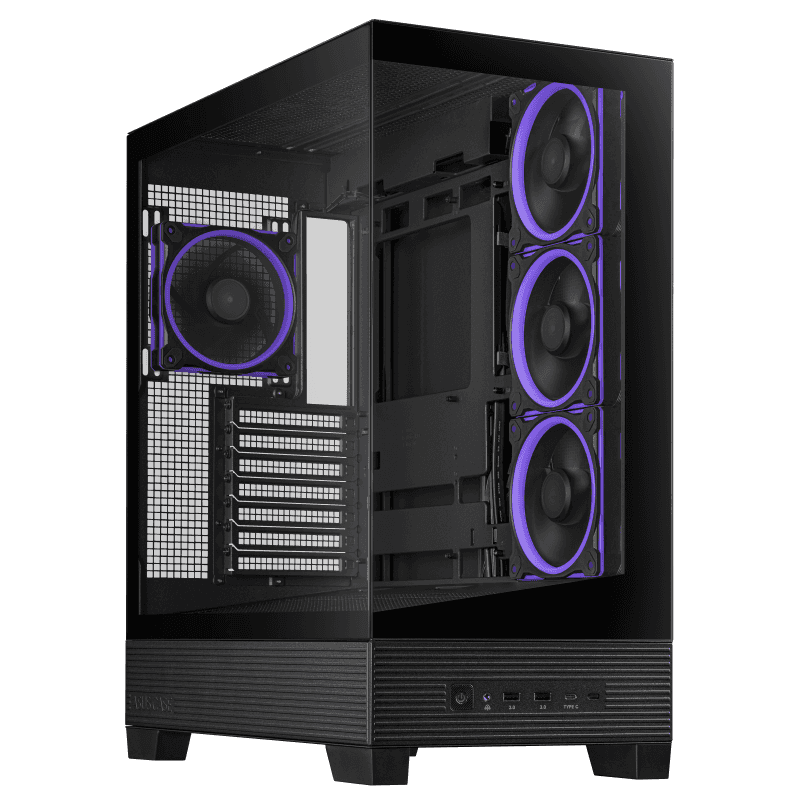 ASUS A31 PLUS Mid Tower ATX Case, 4X Pre-installed ARGB fans, Support Hidden-connector Mobo, 360mm Radiators, 380mm GPU, Clean cable management, Black | 90DC00R0-B19000 thumbnail 1