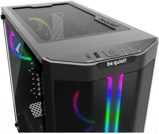 Be quiet! Be Quiet! Pure Base 500 FX aRGB Mid-Tower ATX Computer Case, 4x Light Wings PWM Fans, Up to 360mm Radiator Support, ABS + Steel + Tempered Glass Materials, USB-C / USB-A / Mic + Audio, Black | BGW43 - thumbnail 3