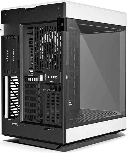 HYTE HYTE Y60 Modern Aesthetic Mid-Tower ATX Gaming PC Case, PCIE 4.0 Cable, Panoramic Tempered Glass Design, 3 Pre-installed 120mm Fans, Dual Chamber, 360mm Radiator Support, Black/White | CS-HYTE-Y60-BW - thumbnail 4