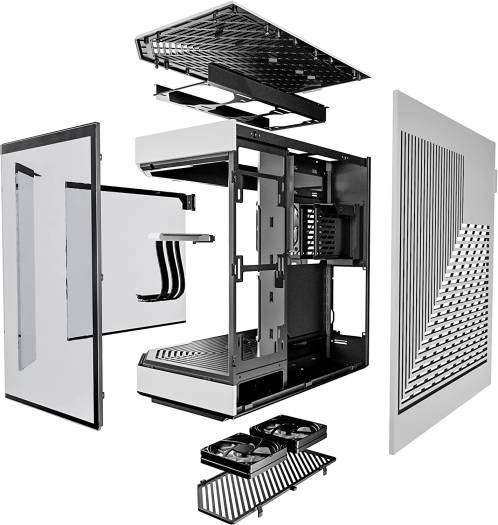 HYTE HYTE Y60 Modern Aesthetic Mid-Tower ATX Gaming PC Case, PCIE 4.0 Cable, Panoramic Tempered Glass Design, 3 Pre-installed 120mm Fans, Dual Chamber, 360mm Radiator Support, Black/White | CS-HYTE-Y60-BW - thumbnail 7