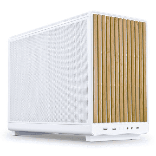 LIAN LI Lian Li A3-mATX Computer Case Wood Edition, 26.3L Micro Form Factor, Supports Up to 360mm Radiator, 10x 120mm Fan Support, Steel Mesh Side & Top Panels, White | G99.A3X-WD.00 - thumbnail 1