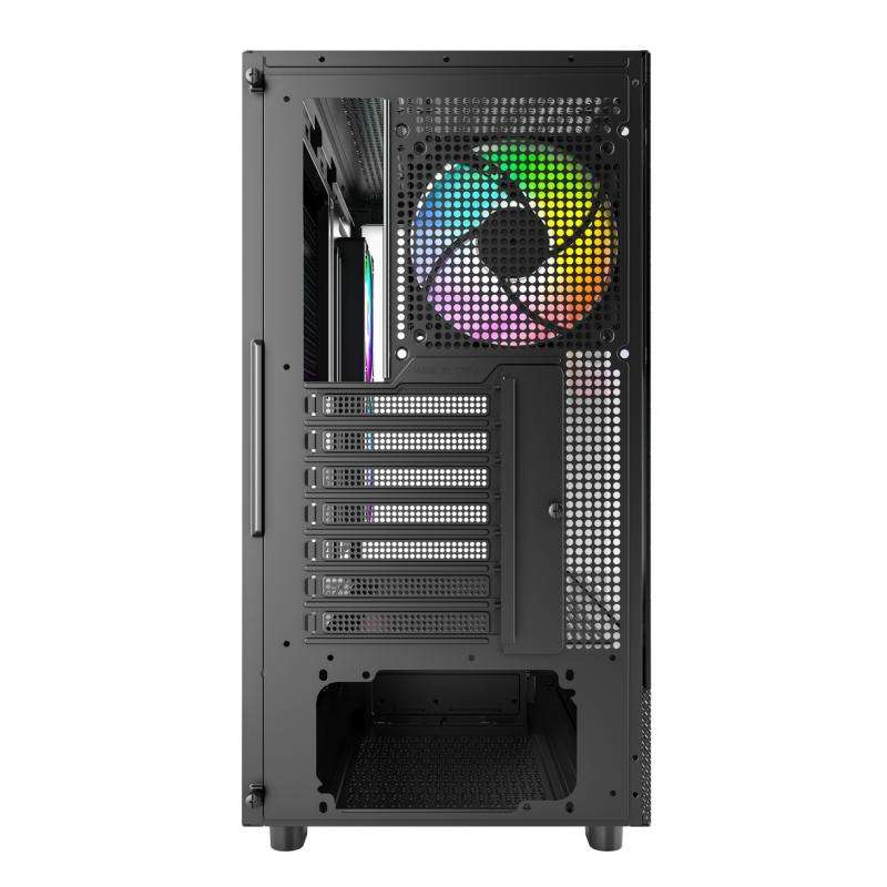 Montech MONTECH XR, ATX Mid-Tower PC Gaming Case, 3 x 120mm ARGB PWM Fans Pre-Installed, Full-View Dual Tempered Glass Panel, Wood-Grain Design I/O Interface, Support 4090 GPUs, 360mm Radiator Support, Black-MONTEC CASE - thumbnail 8