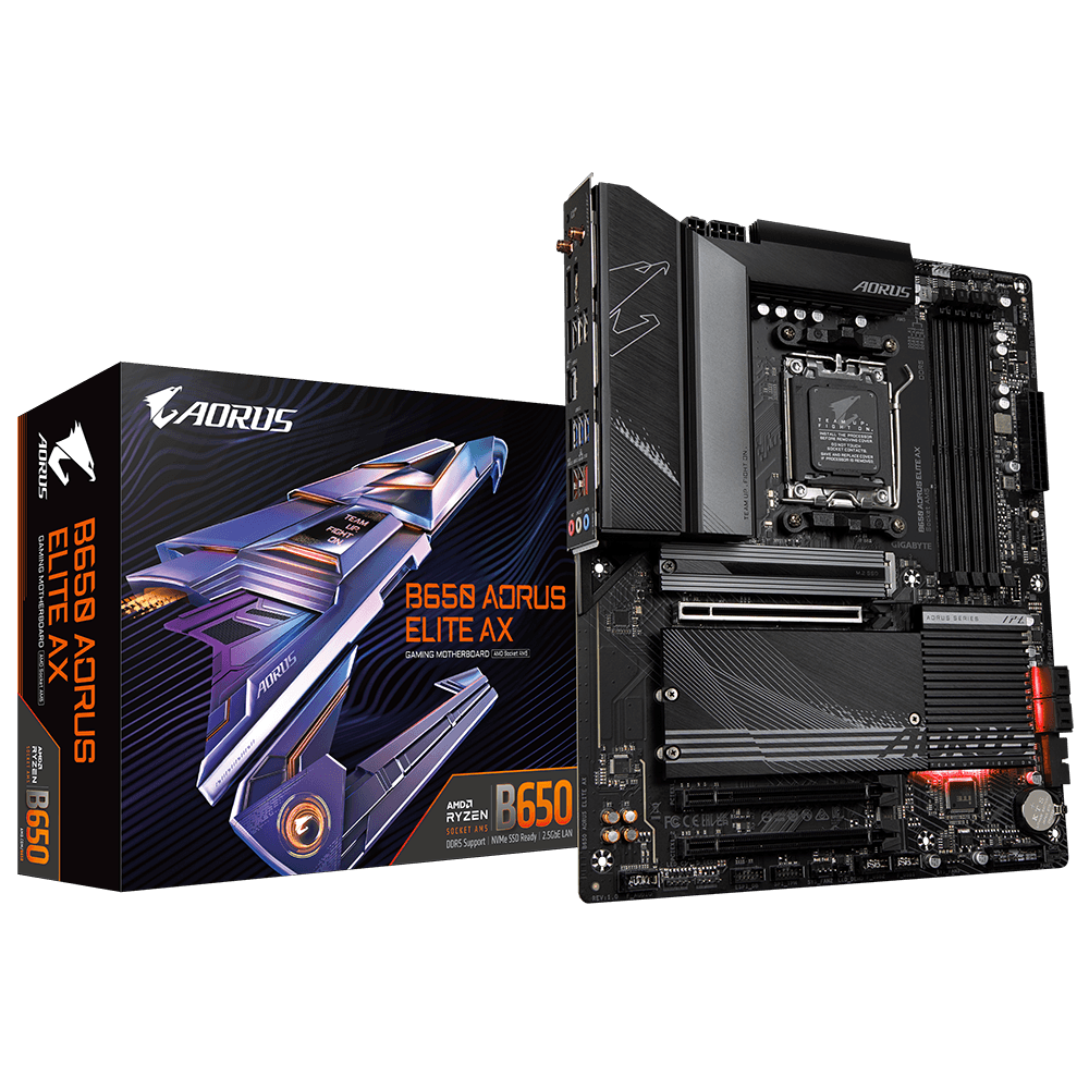 Gigabyte B650 Aorus Elite AX rev.1.x DDR5 ATX Motherboard, AMD B650 Chipset, AMD Socket AM5, NVMe SSD,Realtek 2.5GbE LAN & Wi-Fi 6E AX210, PCI 4x16/1x DP/1xHDMI/1 x USB Type-C | B650 AORUS ELITE AX thumbnail 1
