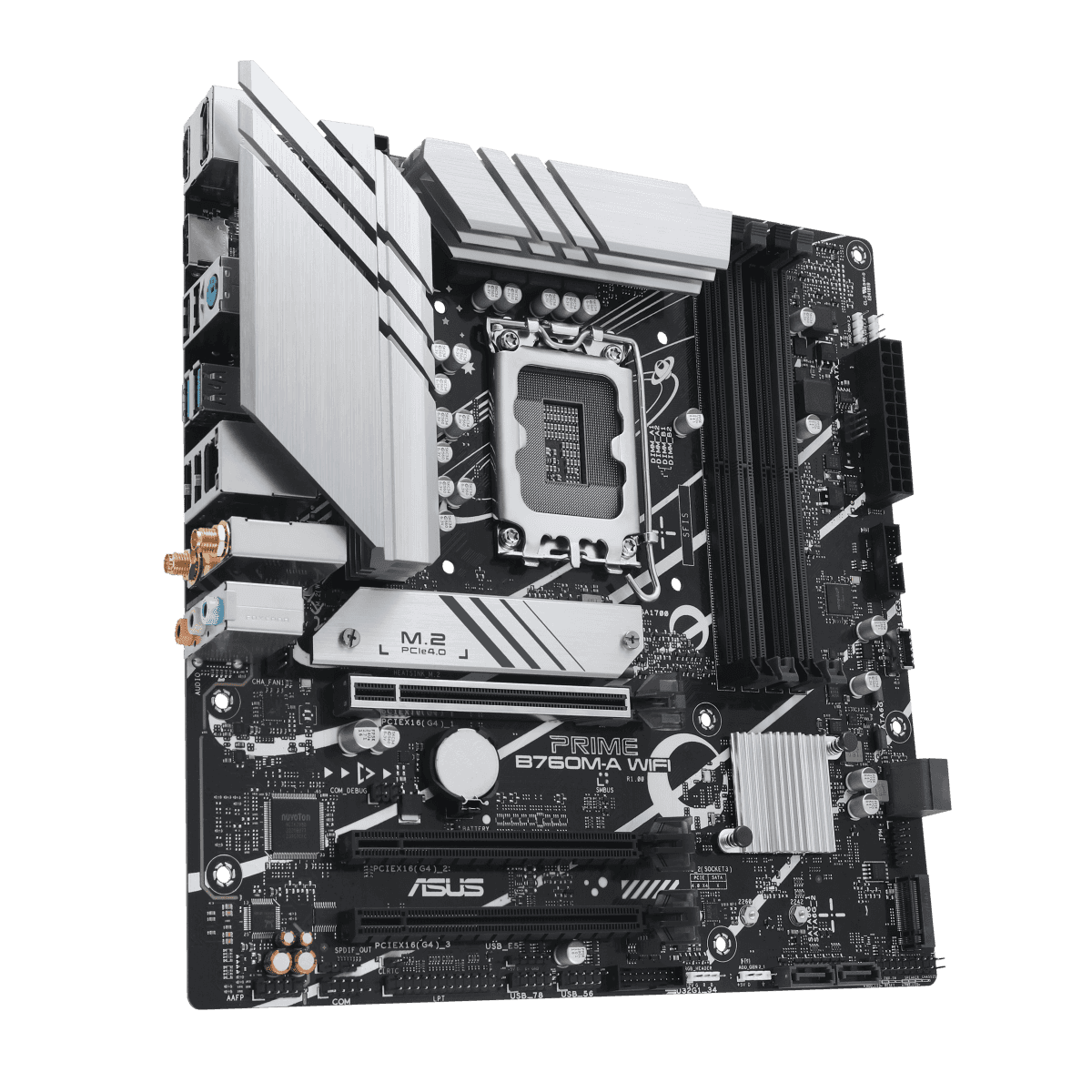 Asus ASUS PRIME B760M-A WIFI LGA1700 mATX Motherboard, Intel B760 Chipset, 4x DDR5 DIMM, Support up to 128GB Memory, Wi-Fi 6 / 2.5Gb ETH / PCIe 4.0, USB 2.0 / 3.2 Type-C, 2*M.2, HDMI/DP | 90MB1EL0-M0EAY0 - thumbnail 1