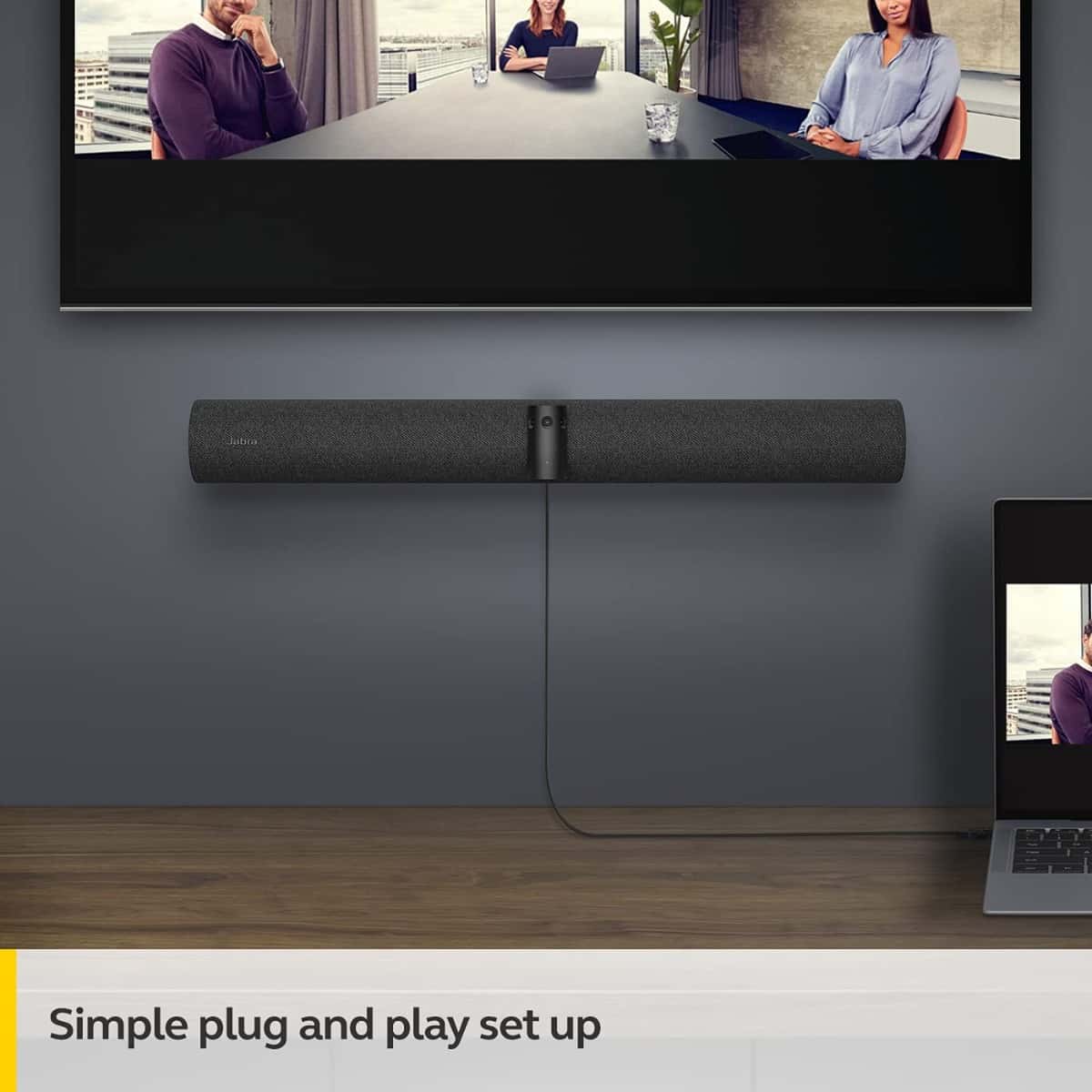 Jabra Jabra 8200-237 PanaCast 50 Panoramic 4K Video Bar - Conference Camera for Small & Medium Rooms with 180 Degree Field of View & 8 Microphones - UK Power Supply - Black - thumbnail 3