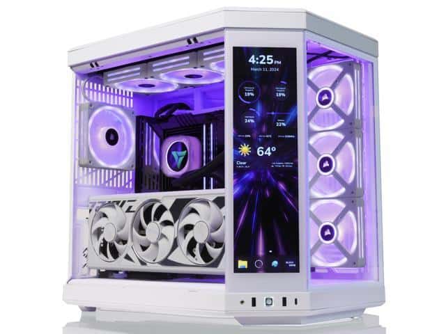 Nanotech Nanotech Hyte Y70 Touch White Gaming PC: Core i9 14900KS, RTX 4090 24GB GDDR6X White OC, 64GB (2x32GB) DDR5 DRAM 6400MT/s, 4TB PCIe NVMe, AIO CPU Liquid Cooler, 1650W GF3 Gold, WiFi+BT, 1 Year Warranty - thumbnail 2