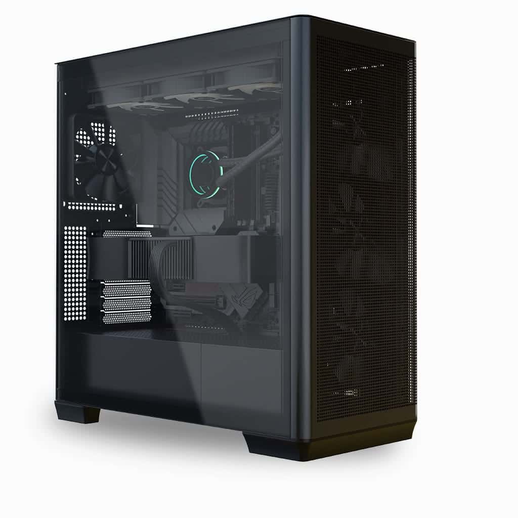 APNX APNX C1-R C1-R-BK-v3 ATX Mid Tower Computer Case, 4x Pre-Installed 120mm PWM Fans, Up To 360mm Radiators, 0.8mm Steel Thickness, Vertical GPU Holder Kit, Black | APCM-CR01343.11 - thumbnail 1