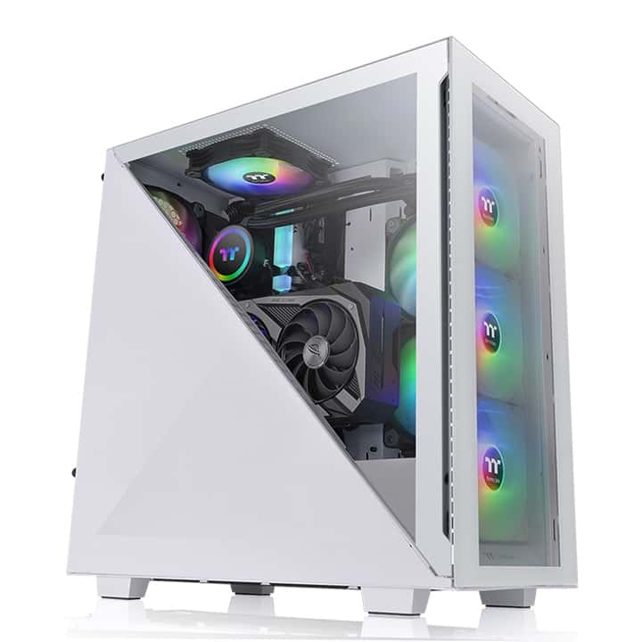 Thermaltake Thermaltake Divider 300 TG ARGB Mid Tower Chassis, Tempered Glass x 2, Front 120 x 120 x 25 mm ARGB fan, Rear 120 x 120 x 25 mm Turbo fan, 7x Expansion Slots, White | CA-1S2-00M6WN-01 - thumbnail 6