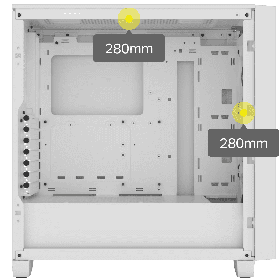Corsair Corsair 3000D RGB AIRFLOW Mid-Tower PC White Case, Tempered Glass, Fits up to 8x 120mm fans and up to 360mm radiators, 3x AR120 RGB fans, Fits four-slot graphics cards up to 360mm in length | CC-9011256-WW - thumbnail 5