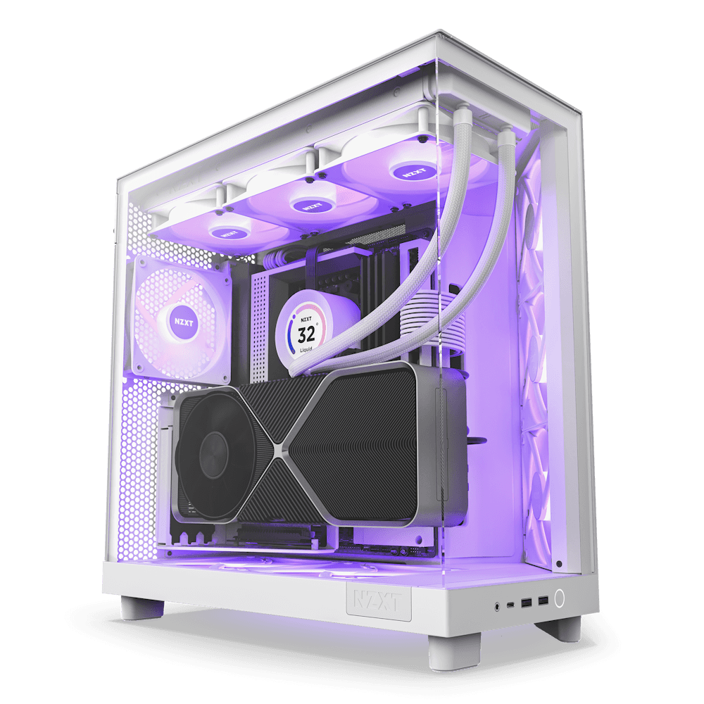 Asus NZXT H6 Flow white RGB Gaming PC - Intel Core i7-14700KF 20 Cores 28 Threads, NVIDIA RTX 4070 Super 12GB, 32GB DDR5 RAM 7200MHz, 2TB SSD Gen 4  990 PRO , 850W 80 PLUS Gold PSU, 360mm Liquid Cooler, Wi-Fi - thumbnail 1