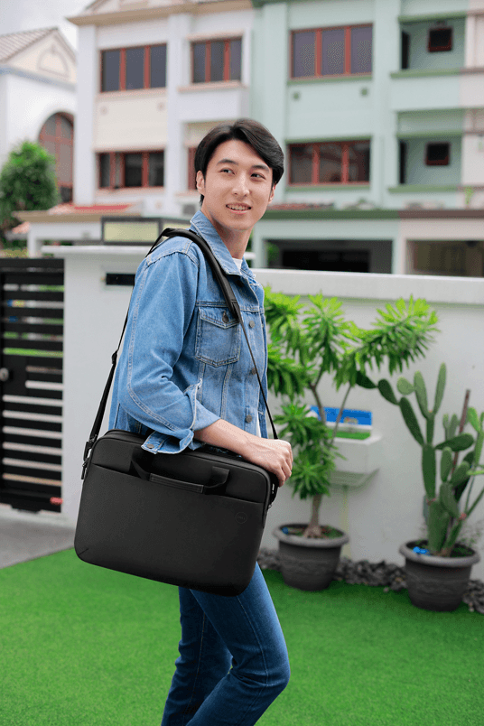 Dell Dell EcoLoop Pro Briefcase 15, 840D fabric, 4.3 in x 11.4 in, Fits most Dell screen sizes up to 15.6",  100% recycled ocean-bound plastic, Weather-resistant, adjustable shoulder strap, luggage pass through, reflective accent - thumbnail 7