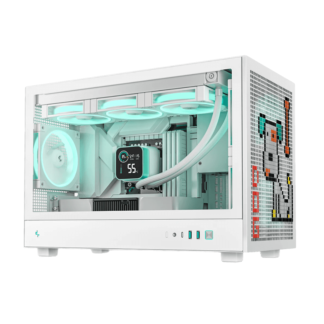 Nanotech White Mini Gaming PC, Intel Core i7-12700F, RTX 5070 EAGLE OC ICE 12GB GDDR7, 32GB (2x16GB) DDR5 6400MHz, 990 PRO 1TB NVMe, AIO Liquid Cooler, 750W, WiFi - thumbnail 1