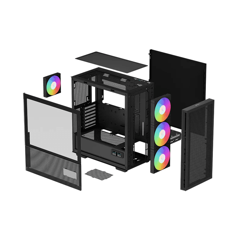 DEEPCOOL Deepcool CH560 Digital ATX Mid Tower Computer Case, ABS+SPCC+Tempered Glass Materials, Real-Time Dual-Status Digital Display, Hybrid Airflow Glass Side Panel, Black | CH560-BKAPE4D-G-1 - thumbnail 6