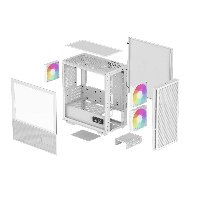DEEPCOOL DeepCool CH360 Digital High Airflow mATX Case, 3x Pre-Installed aRGB Fan, Digital Display, ABS + SPCC + Tempered Glass Materials, Up to 360mm Radiator &amp; 8x Fan Support-White | R-CH360-WHAPE3D-G-1 - thumbnail 4