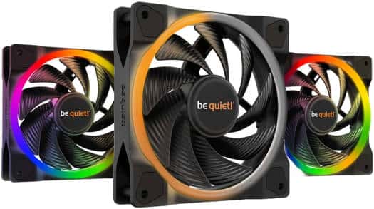 Be Quiet! Light Wings 120mm PWM High-Speed aRGB Case Fans, 9 Silence-Optimized Fan Blades, Up to 88.86 CFM Airflow & 2500 RPM Fan Speed, Rifle Bearing Technology, Triple Pack, Black | BL077 - thumbnail 3