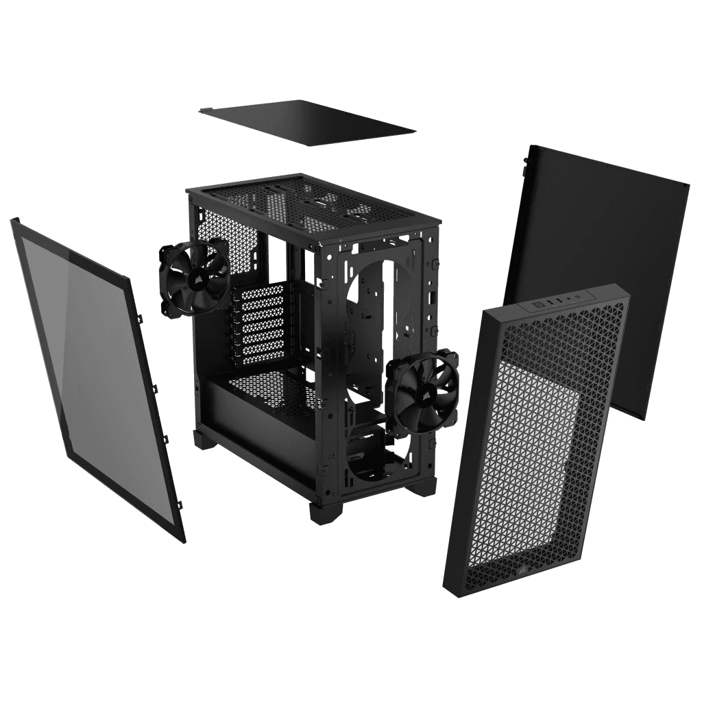 Corsair 3000D AIRFLOW Mid-Tower PC Case,  Tempered Glass, 2x Pre Fitted SP120 fans, 4x Drive Bays, 7x Expansion Slots, Airflow Optimized Front Panel, Black | CC-9011251-WW thumbnail 6