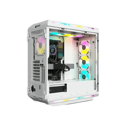 Corsair Corsair ICUE 5000T RGB Tempered Glass Mid Tower ATX PC Case, Tempered Glass, 9x Expansion Slots, 6x Drive Bays, RGB???s Contoured Curves & 208 Individually Addressable RGB LEDs White| CC-9011231-WW - thumbnail 6