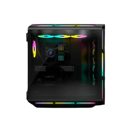 Corsair Corsair iCUE 5000T RGB Tempered Glass Mid Tower ATX PC Case, Tempered Glass, 9x Expansion Slots, 6x Drive Bays, RGB???s contoured curves & 208 individually addressable RGB LEDs Black | CC-9011230-WW - thumbnail 6
