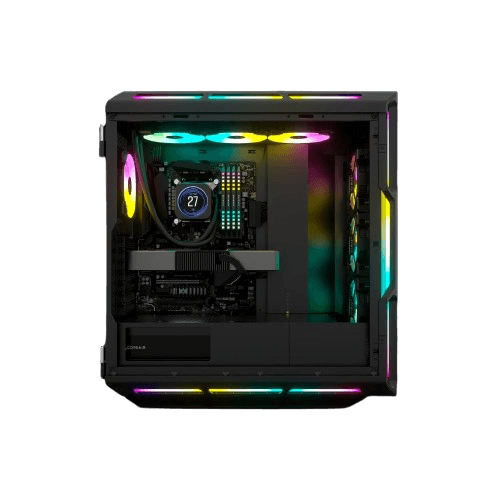 Corsair Corsair iCUE 5000T RGB Tempered Glass Mid Tower ATX PC Case, Tempered Glass, 9x Expansion Slots, 6x Drive Bays, RGB???s contoured curves & 208 individually addressable RGB LEDs Black | CC-9011230-WW - thumbnail 2