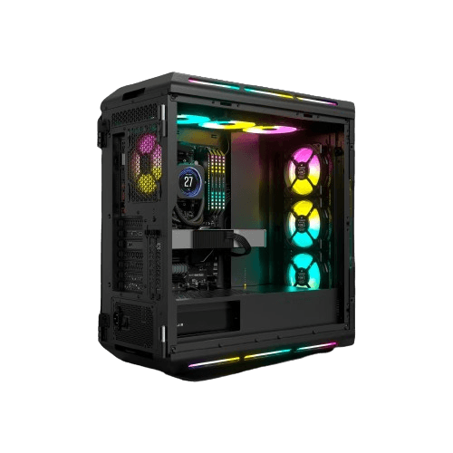 Corsair Corsair iCUE 5000T RGB Tempered Glass Mid Tower ATX PC Case, Tempered Glass, 9x Expansion Slots, 6x Drive Bays, RGB???s contoured curves & 208 individually addressable RGB LEDs Black | CC-9011230-WW - thumbnail 4
