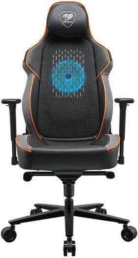Cooler Master COUGAR NxSys Aero Gaming Chair with Integrated RGB Fan & Premium PVC Leather, Adjustable 3D Armrests, Elastomeric Mesh, Durable Steel Frame, 3" Wheels, 160kg Max Weight, Black-Orange | 3MARP0RB.0001 - thumbnail 3