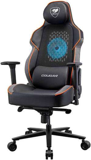 Cooler Master COUGAR NxSys Aero Gaming Chair with Integrated RGB Fan & Premium PVC Leather, Adjustable 3D Armrests, Elastomeric Mesh, Durable Steel Frame, 3" Wheels, 160kg Max Weight, Black-Orange | 3MARP0RB.0001 - thumbnail 9