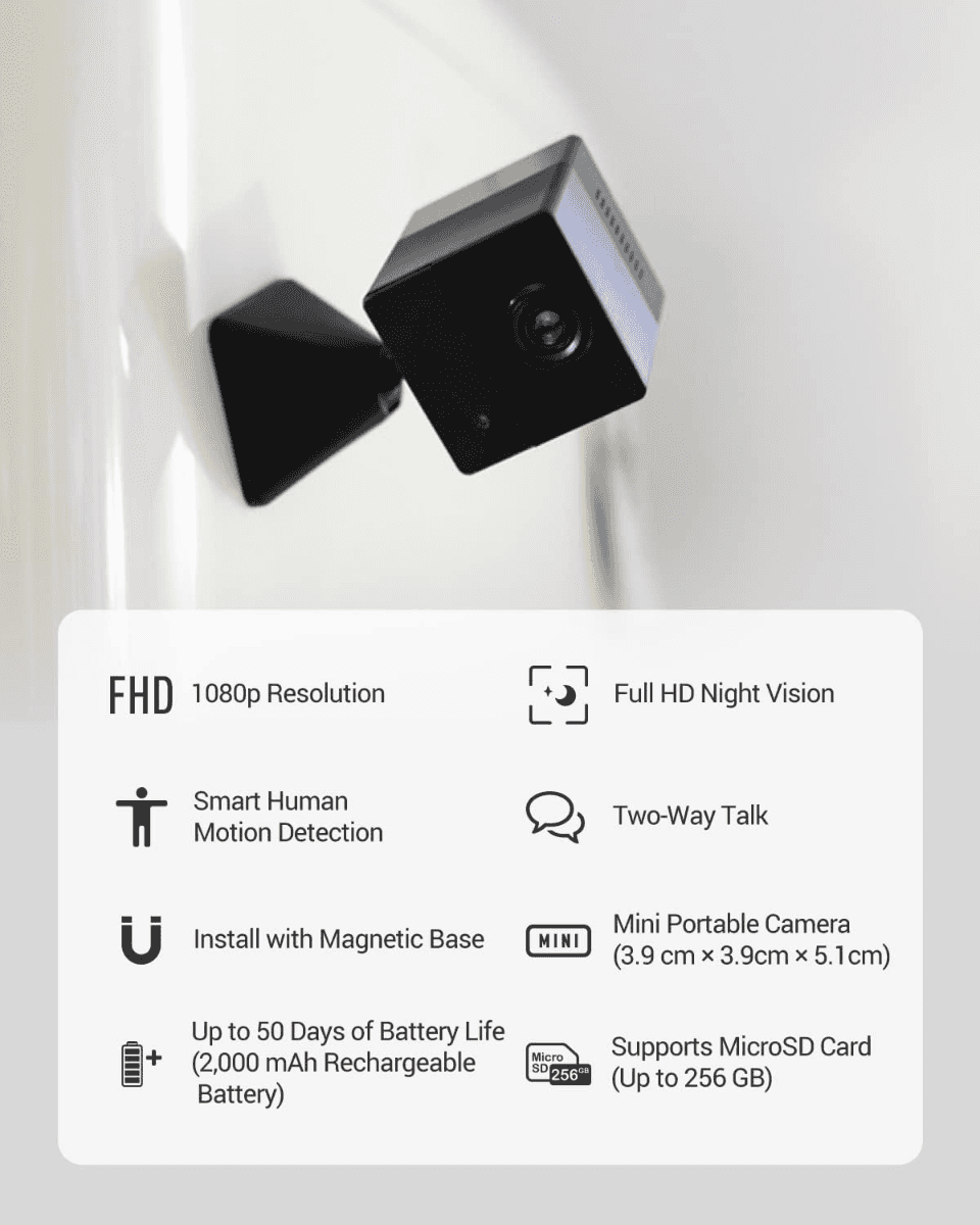 EZVIZ  EZVIZ BC2 Security Camera with Battery, 1080p WiFi camera CCTV with PIR Motion, smart Human Detection, Two Way Audio Talk, Easy Install with Magnetic Base, supported Cloud & SD card Storage - thumbnail 8