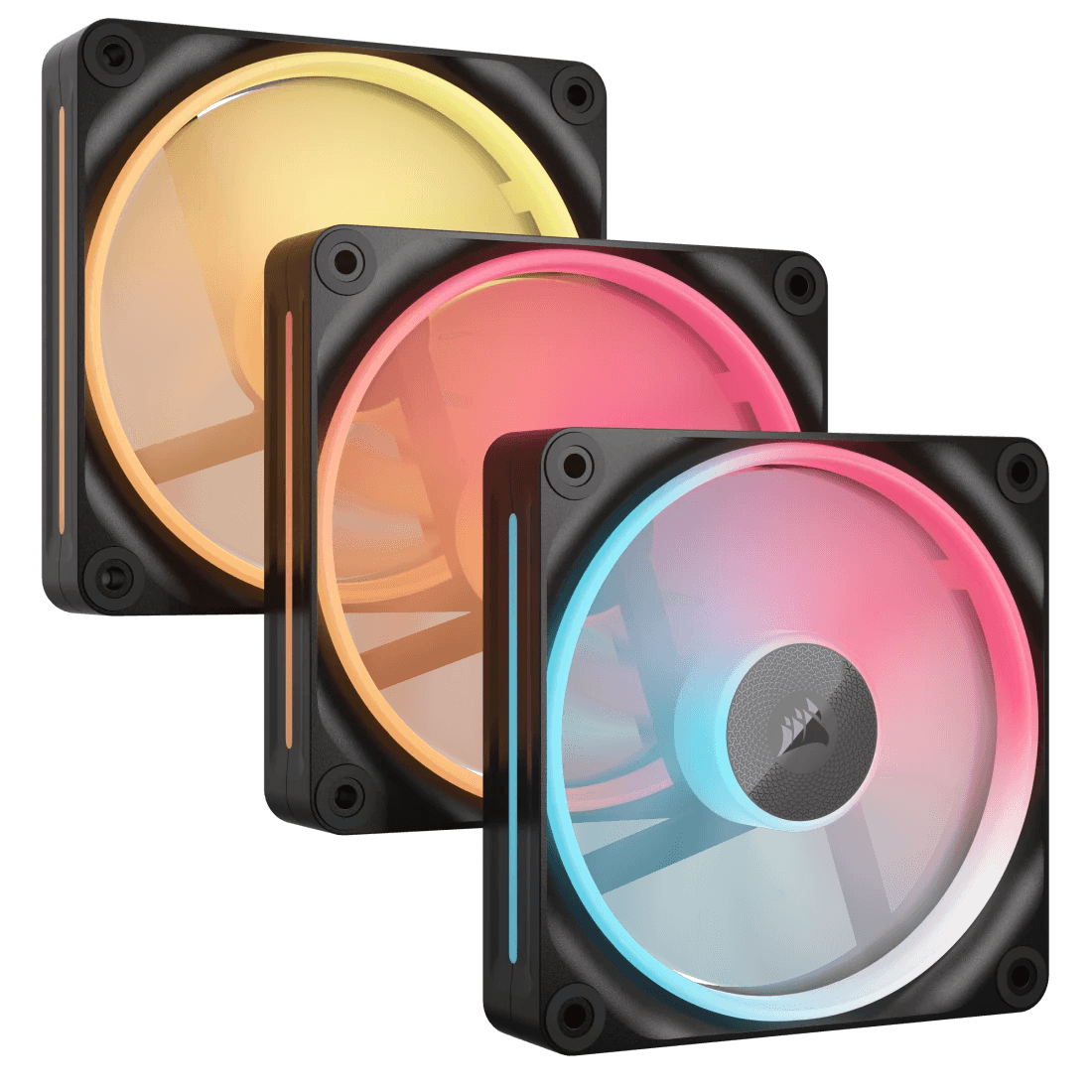Corsair Corsair iCUE LINK LX120-R RGB 120mm PWM Reverse Black RGB Case Fans Starter Kit, Magnetic Dome Bearing | CO-9051050-WW - thumbnail 1