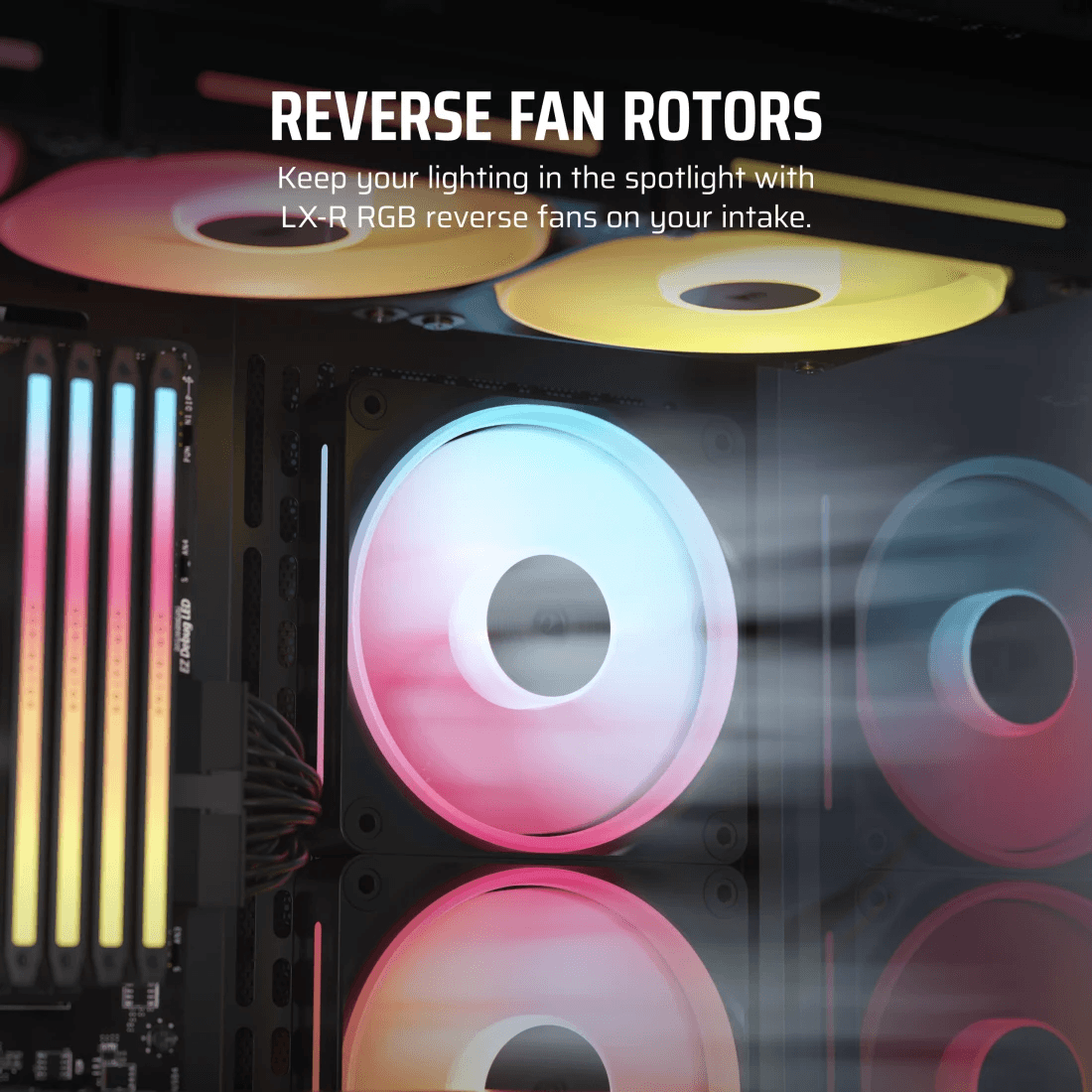 Corsair Corsair iCUE LINK LX120-R RGB 120mm PWM Reverse Black RGB Case Fans Starter Kit, Magnetic Dome Bearing | CO-9051050-WW - thumbnail 4