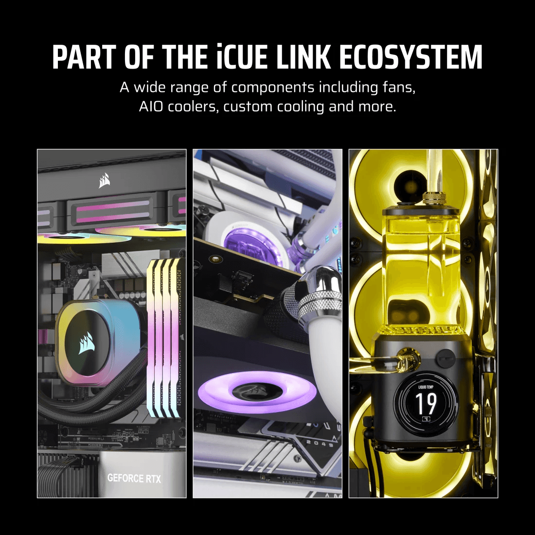 Corsair iCUE LINK LX120-R RGB 120mm PWM Reverse Black RGB Case Fans Starter Kit, Magnetic Dome Bearing | CO-9051050-WW thumbnail 9
