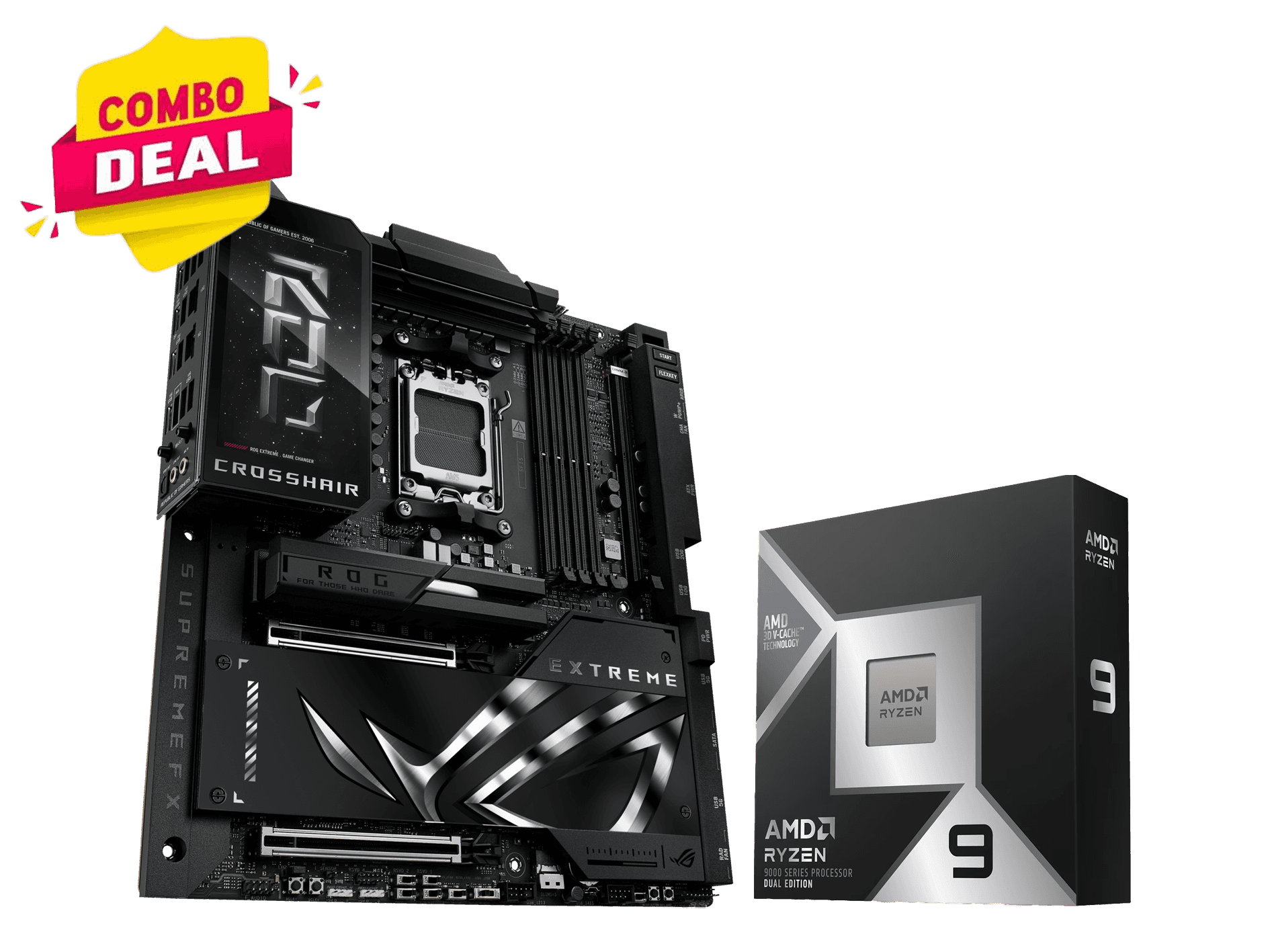 Nanotech ASUS ROG Crosshair X870E Extreme Motherboard & AMD Ryzen 9 9950X3D2 Processor Combo Deal, Ultimate Flagship AM5 Gaming & Overclocking Bundle - thumbnail 1