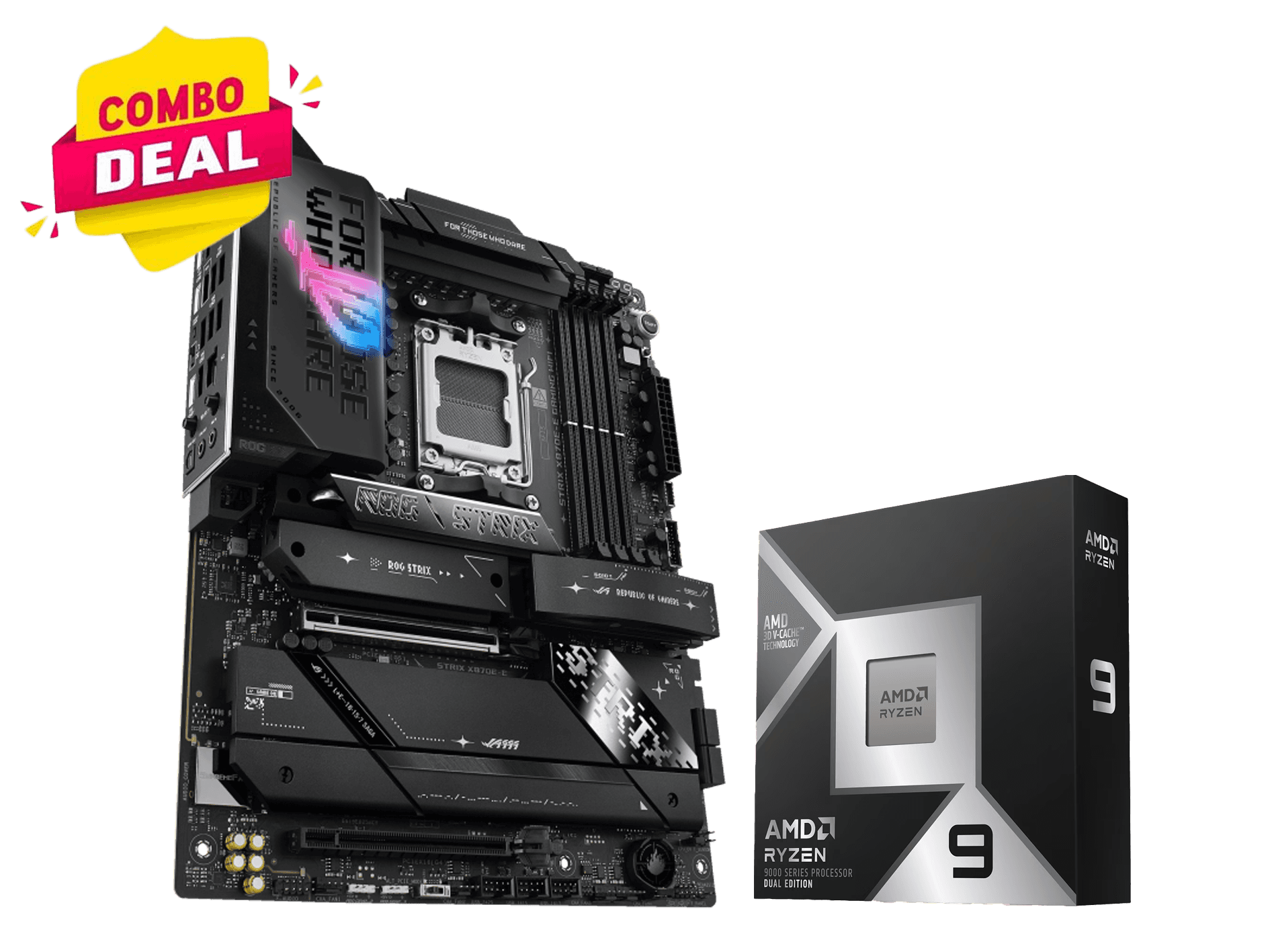 Nanotech ASUS ROG Strix X870E-E Gaming WiFi Motherboard & AMD Ryzen 9 9950X3D2 Processor Combo Deal, High-Performance AM5 ATX Gaming & Content Creation Bundle - thumbnail 1