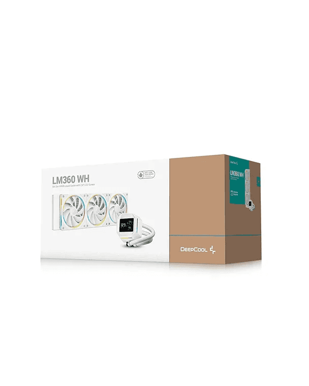 Deepcool LM360 AIO LCD ARGB Liquid Cooler,  2.4" IPS LCD Display, 6th-generation Pump, 2500～3600 RPM±10%, 66.23 CFM Fan Airflow, 3.27 mmAq Fan Air Pressure, Hydro Bearing, White | R-LM360-WHDMMC-1 thumbnail 2
