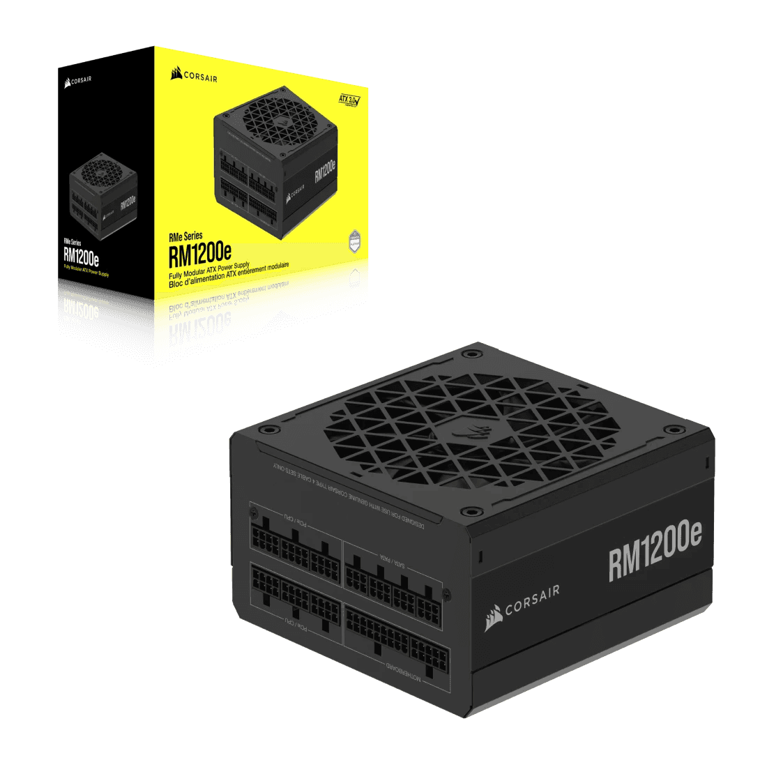 Corsair Corsair RMe Series RM1200e Fully Modular Low-Noise ATX Power Supply,  ATX 3.1 & PCIe 5.1, 80 PLUS Gold, Black  | CP-9020258 - thumbnail 1